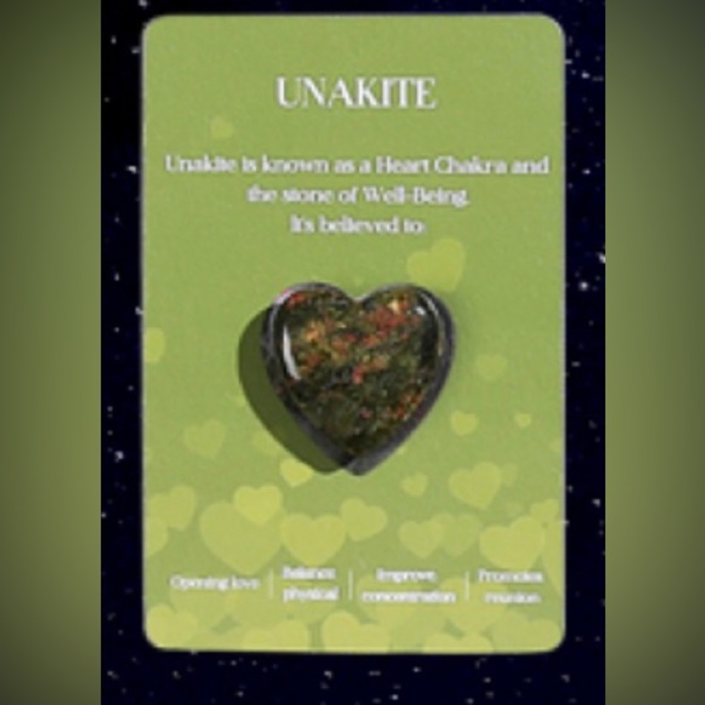Natural heart shaped healing worry gemstone balance meditation Unakite small new